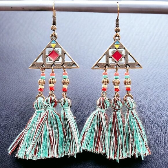Boutique Jewelry - Bohemian Tassel Statement Drop Earrings
